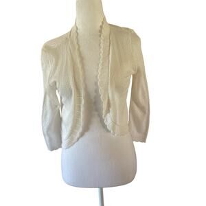 Elementz  Women's Petite  Small White Long Sleeve  Short Cardigan